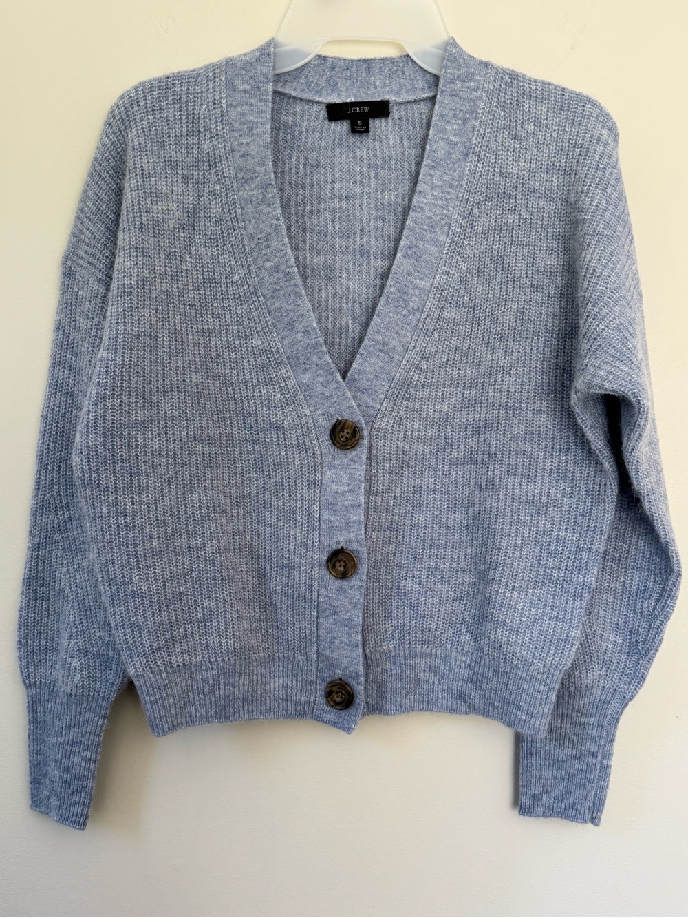 J.Crew Womens Soft Blue Alpaca Wool Blend Button Front Cardigan Sweater | Small